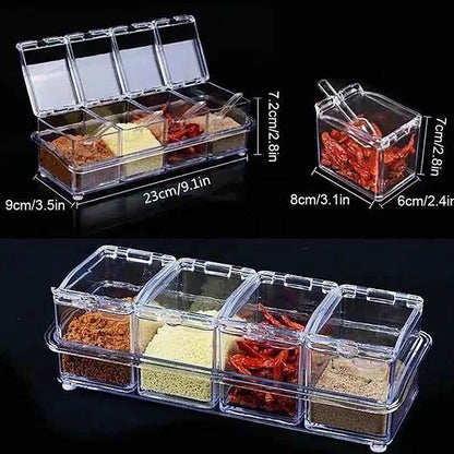 Crystal Seasoning Storage With Spoons-(4 piece Set)