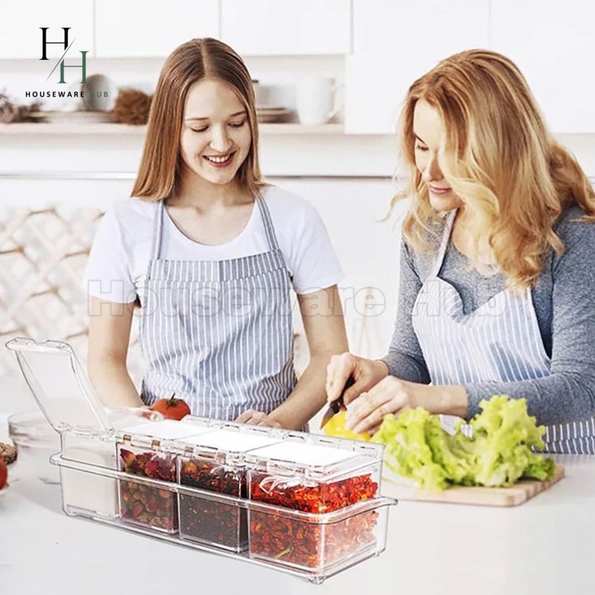 Crystal Seasoning Storage With Spoons-(4 piece Set)